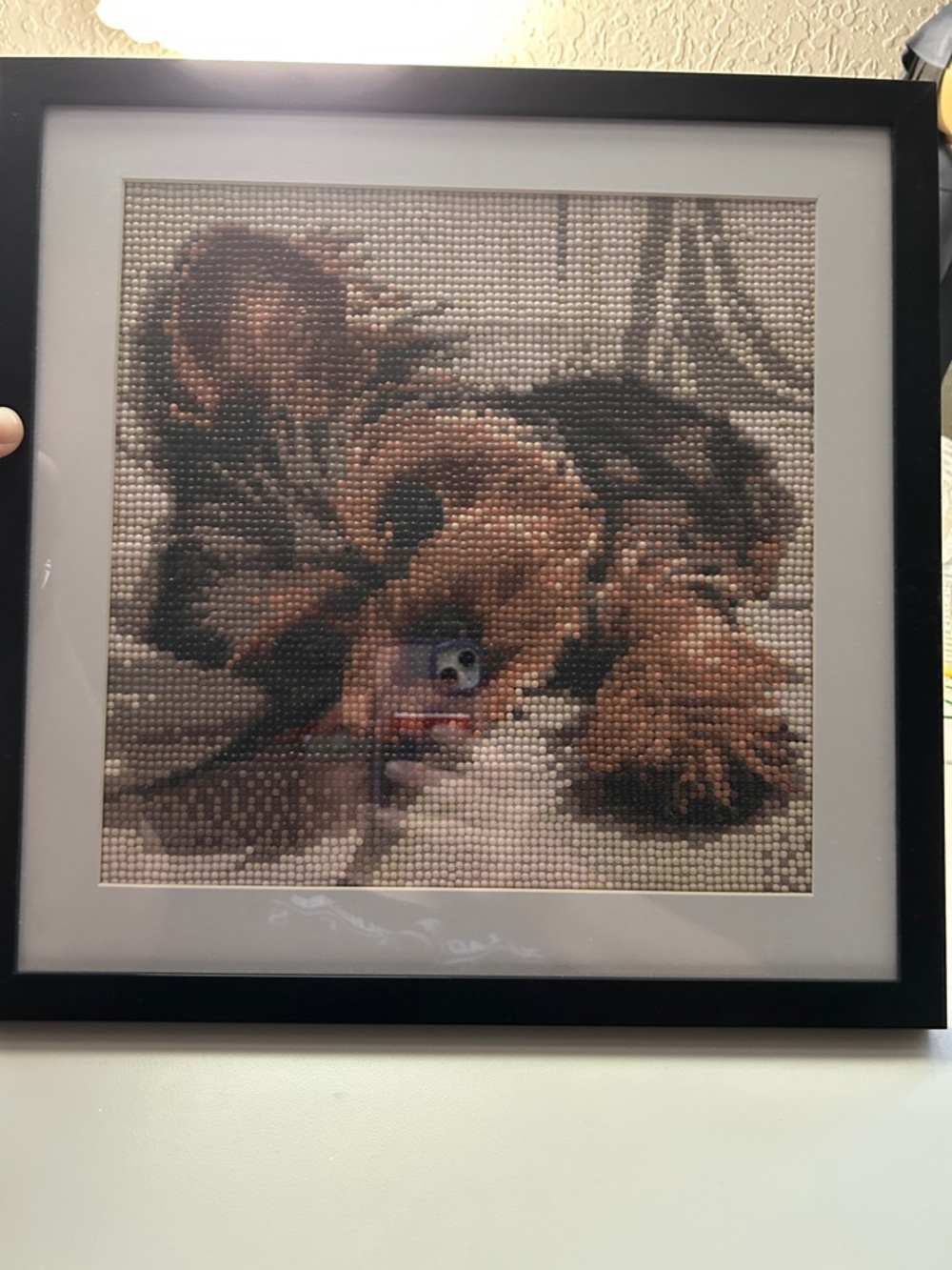 Framed Brown Puppy Diamond Art Wall Art